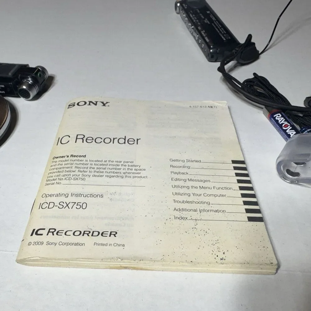Two Sony ICD SX750 Digital Recorders with Cases, Dock, Cables, Manual
